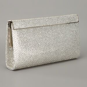 NWT Jimmy Choo Cayla Glitter Metallic Clutch Bag in Champagne